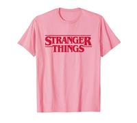 Stranger Things Main Logo Camiseta, Hombre, Rosado, L