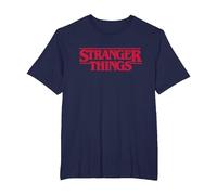 Stranger Things Main Logo Camiseta, Hombre Tallas Grandes, Azul Marino, 2X Alto