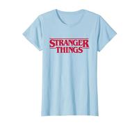 Stranger Things Main Logo Camiseta, Mujer, Azul Bebé, XL