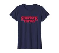 Stranger Things Main Logo Camiseta, Mujer, Azul Marino, XS