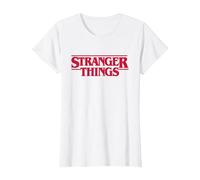 Stranger Things Main Logo Camiseta, Mujer, Blanco, S