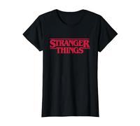 Stranger Things Main Logo Camiseta, Mujer, Negro, L