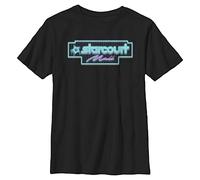 Stranger Things Neon Starcourt-Camiseta de Manga Corta, Negro, Talla única Unisex niños
