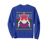 Stranger Things - Patrón de Navidad Demogorgon Sudadera, Unisex para Adultos, Azul Real, L