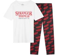 Stranger Things Pijama Niña Invierno, Conjunto de 2 Piezas con Camiseta y Pantalón Largo, Ropa de Casa para Niños y Adolescentes (13-14 Años, Blanco/Negro)