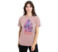 Stranger Things Pink Glow Group Ladies T Shirt, Black, Large