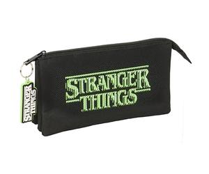 STRANGER THINGS - Portatodo Triple, Estuche Infantil, Estuche Niño, Ideal para Niños en Edad Escolar, Cómodo y Versátil, Calidad y Resistencia, 22x3x12 cm