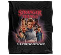 Stranger Things Póster Todos los Amigos Bienvenidos Manta Ultrasuave de Tacto Sedoso 152 x 127 cm