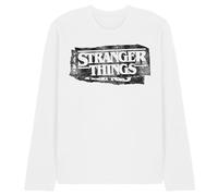 Stranger Things Punk Logo Camiseta Unisex de Manga Larga, Blanco, M