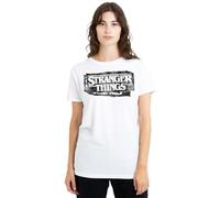Stranger Things Punk Logo Ladies T Shirt, White, Large