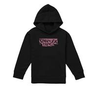 Stranger Things Punk Logo Pink Youth Kids Boy/Girls Pull-Over Hoodie, Black, 12-13