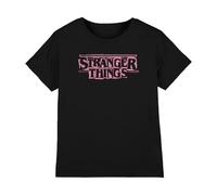 Stranger Things Punk Logo Rosa Camiseta Infantil, Negro, 7-8 A