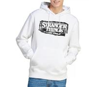 Stranger Things Punk Logo Unisex Hoodie, White, Small