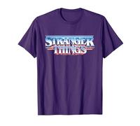 Stranger Things Retro 80s Logotipo de Texto épico Camiseta, Hombre, Morado, S