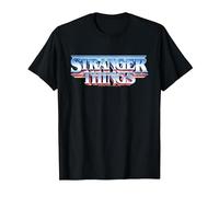 Stranger Things Retro 80s Logotipo de Texto épico Camiseta, Hombre, Negro, 5XL