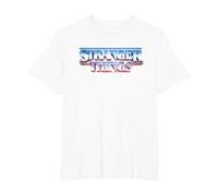 Stranger Things Retro 80s Logotipo de Texto épico Camiseta, Hombre Tallas Grandes, Blanco, 2X Alto