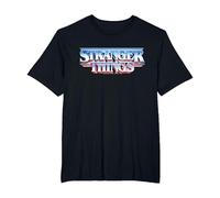 Stranger Things Retro 80s Logotipo de Texto épico Camiseta, Hombre Tallas Grandes, Negro, 6X Alto