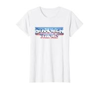 Stranger Things Retro 80s Logotipo de Texto épico Camiseta, Mujer, Blanco, XL