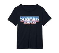 Stranger Things Retro 80s Logotipo de Texto épico Camiseta, Mujer Tallas Grandes, Negro, 4XL Grande