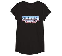Stranger Things Retro 80s Logotipo de Texto épico Camiseta, Niñas, Negro, S