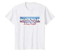 Stranger Things Retro 80s Logotipo de Texto épico Camiseta, Niños, Blanco, 3 años