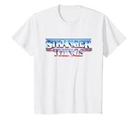 Stranger Things Retro 80s Logotipo de Texto épico Camiseta, Niños, Blanco, 4 años