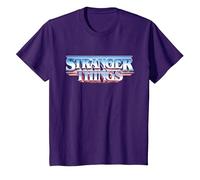 Stranger Things Retro 80s Logotipo de Texto épico Camiseta, Niños, Morado, 2 años