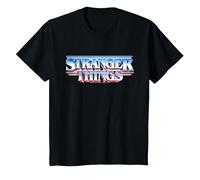 Stranger Things Retro 80s Logotipo de Texto épico Camiseta, Niños, Negro, 12 años