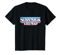 Stranger Things Retro 80s Logotipo de Texto épico Camiseta, Niños, Negro, 8 años