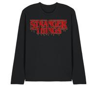 Stranger Things Retro Drippy Logo Camiseta Unisex de Manga Larga, Negro, XL