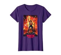 Stranger Things Ripped Eddie Munson Guitarra Fantasía Escena Camiseta, Mujer, Morado, 3XL
