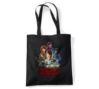Stranger Things Season One Poster Bolsa de viaje reutilizable para comestibles, Negra