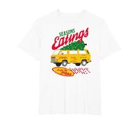 Stranger Things Seasons Eatings Surfer Boy Pizza Navidad Camiseta, Hombre Tallas Grandes, Blanco, 6X Alto