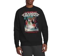 Stranger Things Seasons Greetings Snowman Christmas Unisex Sweatshirt, Black, Medium