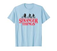 Stranger Things Silhouette Bike Logo Camiseta, Hombre, Azul Bebé, 3XL