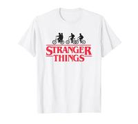Stranger Things Silhouette Bike Logo Camiseta, Hombre, Blanco, 4XL