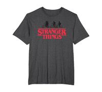 Stranger Things Silhouette Bike Logo Camiseta, Hombre Tallas Grandes, Jaspeado Oscuro, 6X Alto