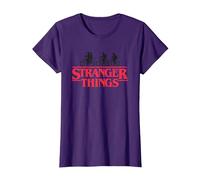 Stranger Things Silhouette Bike Logo Camiseta, Mujer, Morado, M