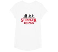 Stranger Things Silhouette Bike Logo Camiseta, Niñas, Blanco, S