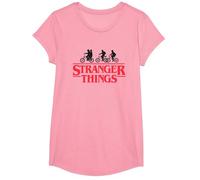 Stranger Things Silhouette Bike Logo Camiseta, Niñas, Rosado, XS