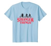 Stranger Things Silhouette Bike Logo Camiseta, Niños, Azul Bebé, 10 años