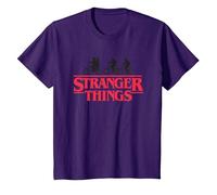 Stranger Things Silhouette Bike Logo Camiseta, Niños, Morado, 6 años