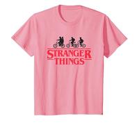 Stranger Things Silhouette Bike Logo Camiseta, Niños, Rosado, 2 años