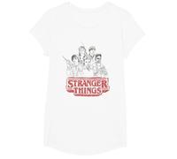 Stranger Things Sketch Group Logo Camiseta, Niñas, Blanco, M