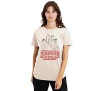 Stranger Things Sketch Group Logo Ladies T Shirt, Natural, XX-Large