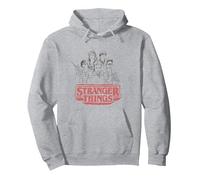 Stranger Things Sketch Group Logo Sudadera con Capucha, Unisex para Adultos, Gris Jaspeado, L