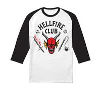 Stranger Things Strangers Things Hellfire Club T Shirt Camiseta, Blanco/Negro, XL Unisex Adulto
