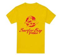 Stranger Things Strangers Things Surfer Boy Pizza T Shirt Camiseta, Amarillo, L Unisex Adulto