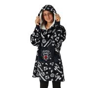 Stranger Things Sudadera con Capucha de Manta portátil para niños | Ropa de Estar por casa de vellón Negro de Gran tamaño para niñas | Hellfire Club | Disfraz de Dormir Netflix Series Merchandise
