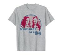 Stranger Things Summer of '85 Eleven and MAX Camiseta, Hombre, Gris Jaspeado, S
